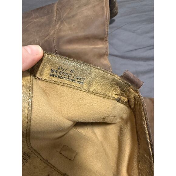 BORN Tall Brown Leather Boots Western Riding Biker Women's Sz 8.5 - Picture 12 of 12